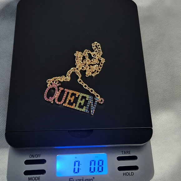 VERA by NEW YORK QUEEN Glass Stone Pave Script Short Necklace - Picture 6 of 6